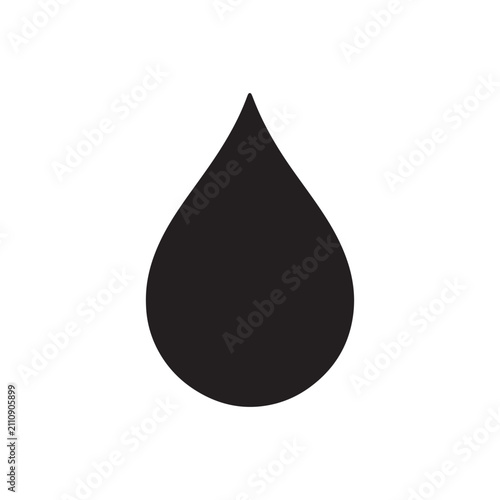 Simple black drop shape icon with transparent background for design use