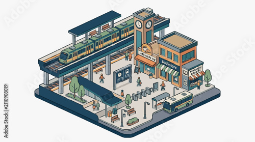 Quadro su tela Urban Multi-Level Busy Market Hub.