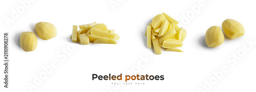 Vászonkép Peeled potatoes isolated on a white background