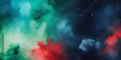 Fotografía Abstract Fiery Sky and Smoke Cloudscape with Red and Blue Storm Atmosphere, Glow