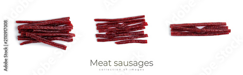 Quadro su tela Meat sausages isolated on a white background. High quality photo