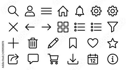 Collection of colorful flat design icons representing various everyday objects and symbols.