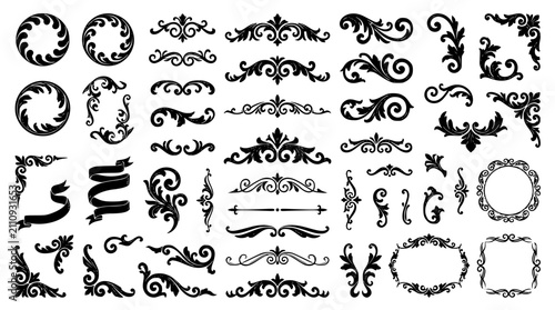 Luxury Baroque Flourish Collection with Ornamental Scrolls and Rolling Circle Vector Decorations