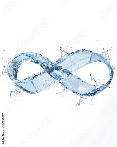 water ribbon floating minimal isolated on white background