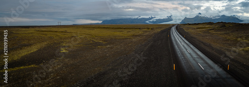 Aerial View of Empty Road Through the Iceland Highlands