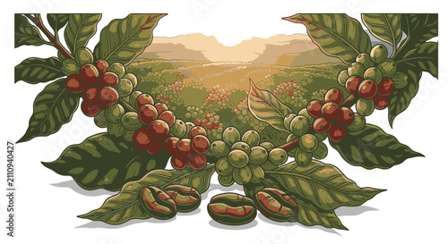Canvastavla Coffee beans and leaves arrangement.