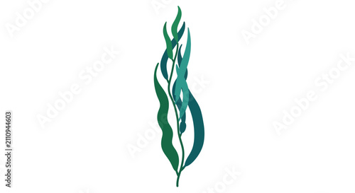 Foto Abstract illustration of flowing green and blue kelp or seaweed against a white