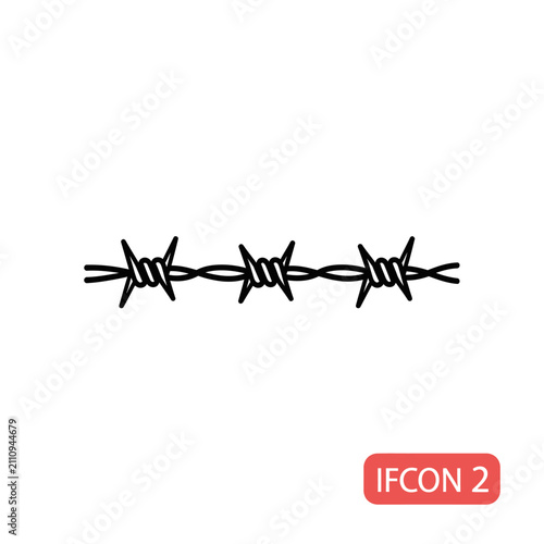 Foto Barbed Wire Line Icon Vector Illustration