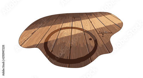 Canvastavla Wooden table with circular inset top.
