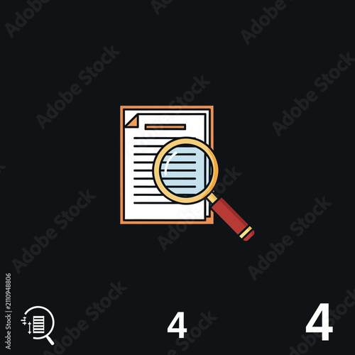 Document search icon with magnifying glass.