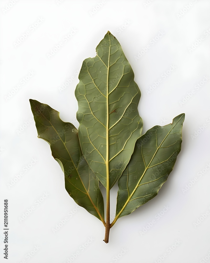 Fototapeta premium bay leaf close up detail isolated on white background