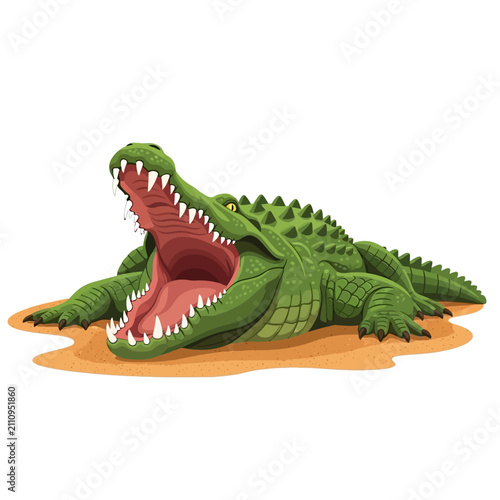 Cuadro en lienzo Crocodile Resting on Sandy Riverbank