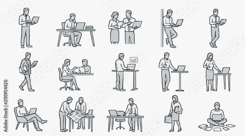 People Engaging with Digital Devices in Various Settings.