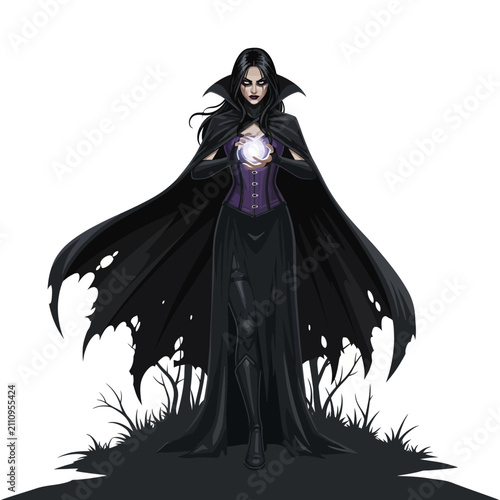 Konstfotografi Gothic Female Superhero Holding Magic Orb