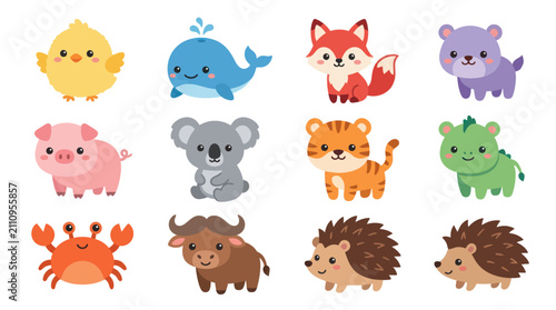 Photography Collection of cute cartoon animals