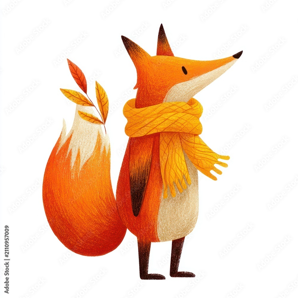 Fototapeta premium Charming fox with autumn scarf