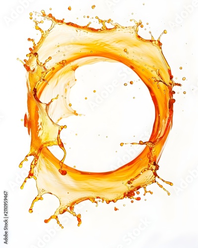 orange splash circular motion isolated on white background