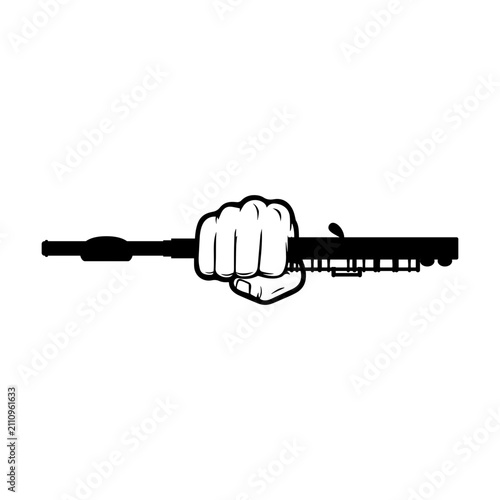 Hand holding flute svg cut file. Isolated vector illustration.