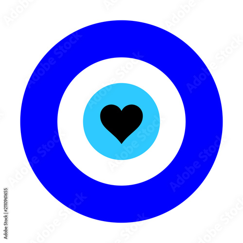 Turkish Evil Eye with heart svg cut file. Isolated vector illustration.
