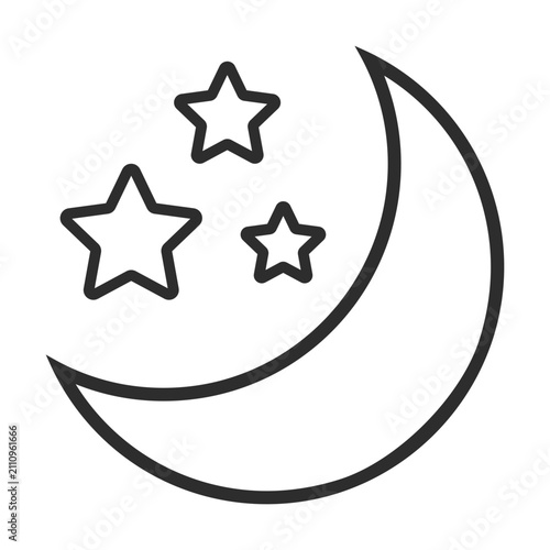 Crescent moon and stars svg cut file. Isolated vector illustration.