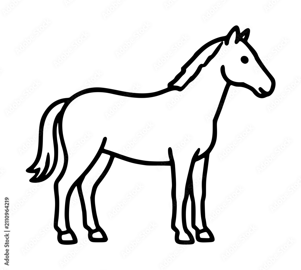Obraz premium Horse Vector Icon - Hand-Drawn Outline Illustration for Scalable Graphic Design