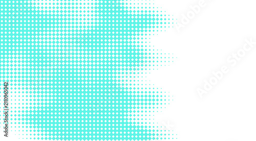 Halftone turquoise pattern with scattered dots on transparent background speckles texture abstract design graphic element