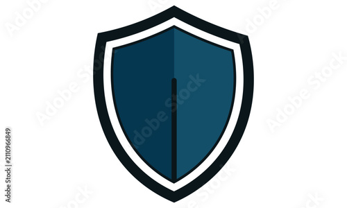 Foto Modern Minimalist Dark Blue Shield Icon