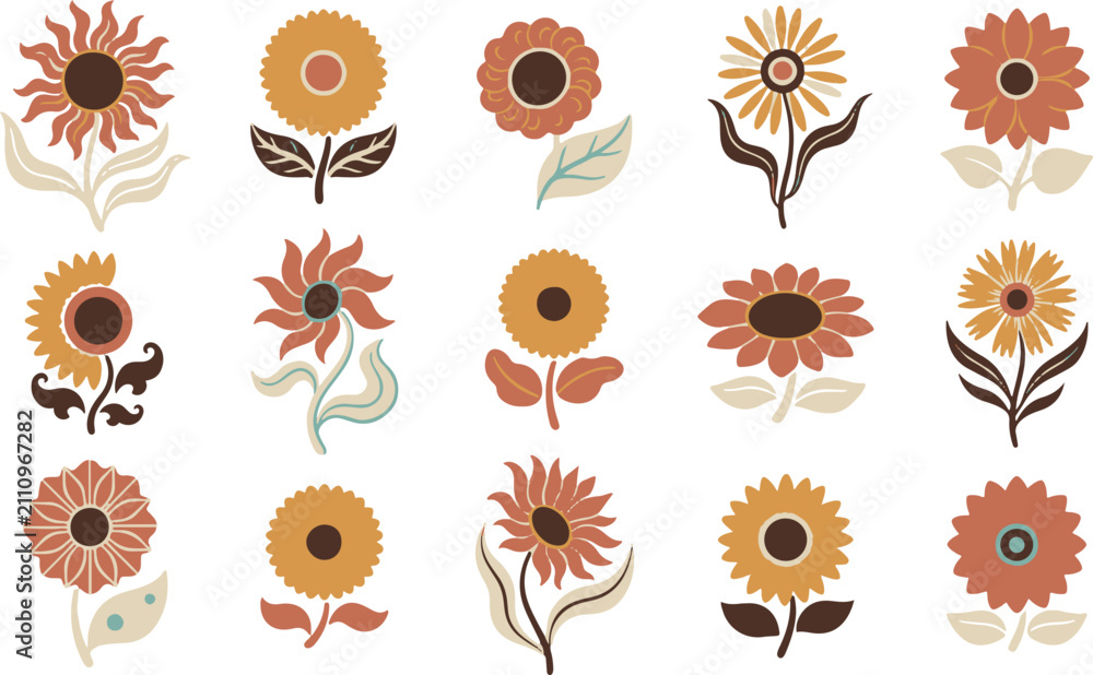 Obraz premium Flowers in Various Colors and Styles Arranged in a Grid Pattern