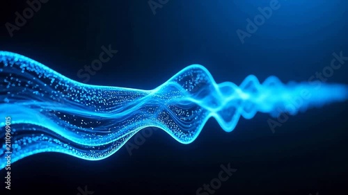 Neon blue energy wave flowing in dark space
