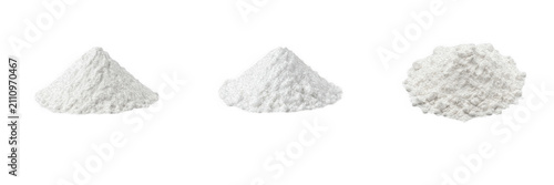 Foto White Powder Heaps Set, Isolated Fine Flour or Starch Piles, Transparent PNG Bak