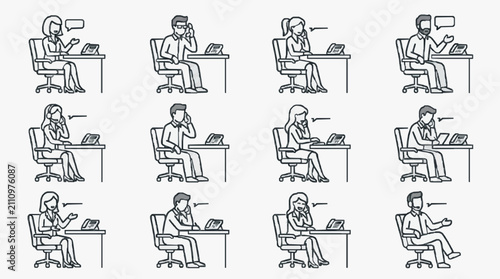 Quadro su tela Professional Office Communication Scenes.