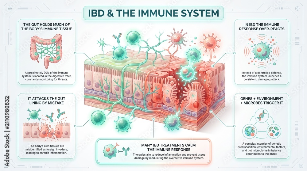 Naklejka premium Inflammatory bowel disease and the immune system