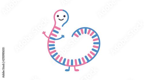 Bild auf Leinwand Cute RNA Strand Character Smiling For Genetics Education And Molecular Biology C