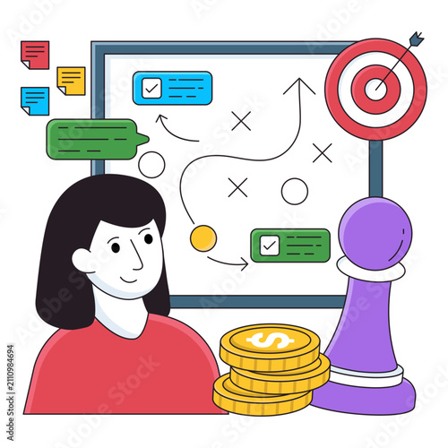 Принти на полотні Trendy design illustration of online stratagem