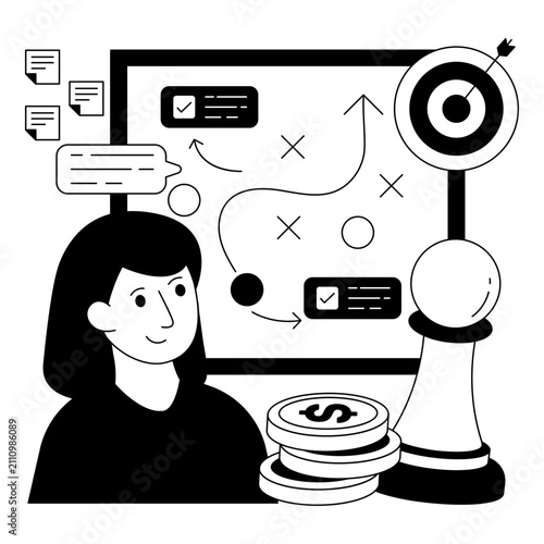 Принти на полотні Trendy design illustration of online stratagem