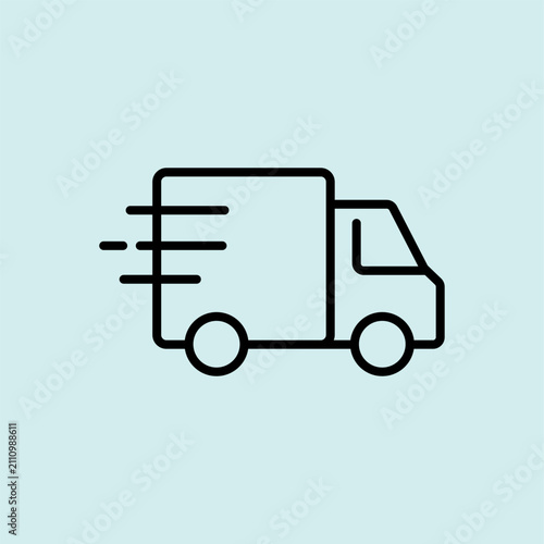 Speeding delivery truck vector icon with motion lines. Represents fast shipping, logistics, and courier services.