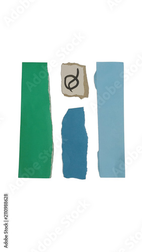 Three vertical brush strokes in green and blue colors with a clock icon