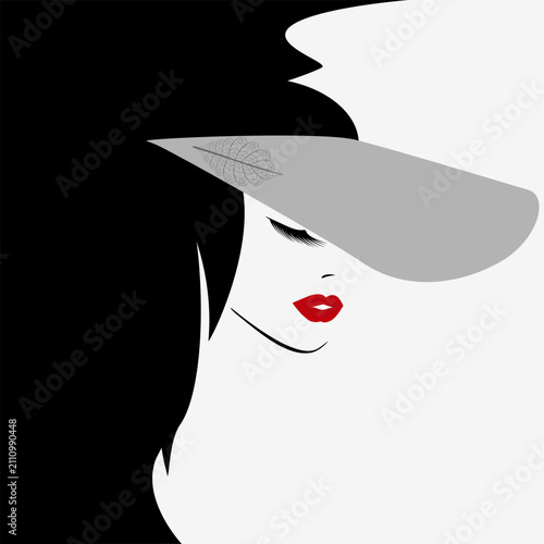 Abstract portrait of a girl in a cap isolated on a gray background..eps