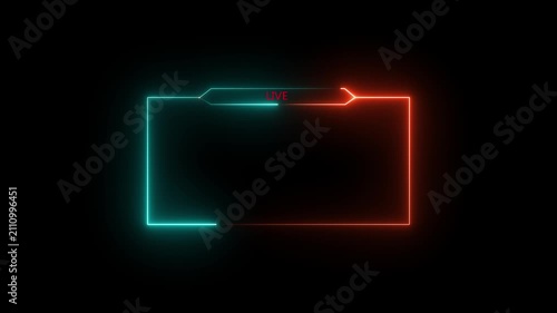 live neon text frame animation box frame neon green frame live game live Stream overlay animation for live video Titles 4k. neon text frame animation box