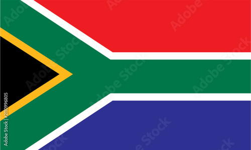 Clean vector illustration of the national flag of South Africa. High-quality editable design featuring the official flag colors and layout, suitable for educational materials, presentations, travel, g