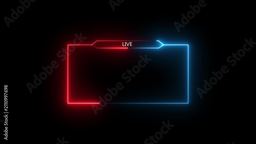 live neon text frame animation box frame neon green frame live game live Stream overlay animation for live video Titles 4k. neon text frame animation box