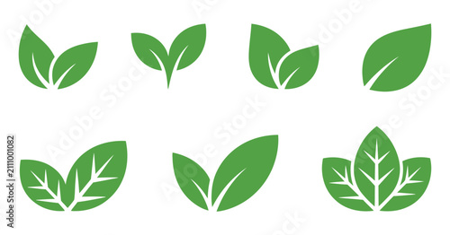 Bild auf Leinwand Leaf Sprout Icon, green leaves and plant symbols representing sustainability, vegan products, fresh herbs, organic agriculture, natural wellness, and eco-friendly branding vector illustration
