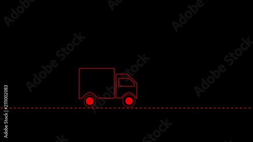 Shipping delivery truck icon, Free shipping service icon animation. Fast delivery icon, Motion graphics of car icon 4K Video