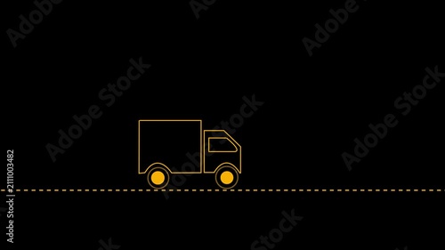 Shipping delivery truck icon, Free shipping service icon animation. Fast delivery icon, Motion graphics of car icon 4K Video