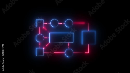 AI Agents Circuit Board with Glowing Cyan Lines and Nodes on Black Background artificial Glowing Lines and Square Chip on Black Background abstract binary .4k motion graphics video animation