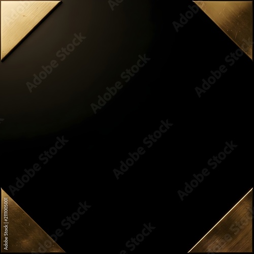 Elegant minimalist black background with golden triangle corners