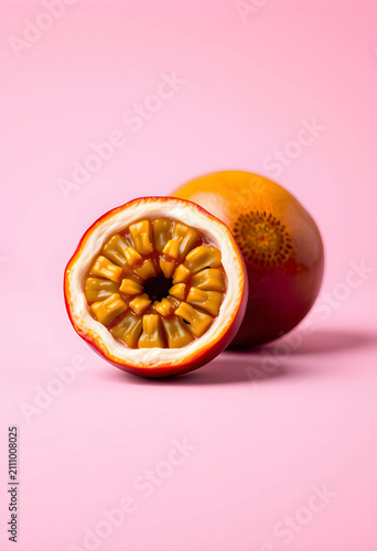 Fresh passion fruit cut in ...