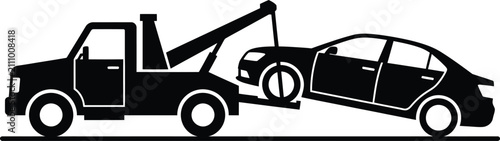 Quadro su tela Towing truck lifting disabled car off road