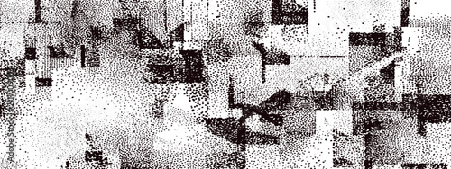 Obraz na plátně Abstract geometric pattern with distressed texture and stippled shading in monoc