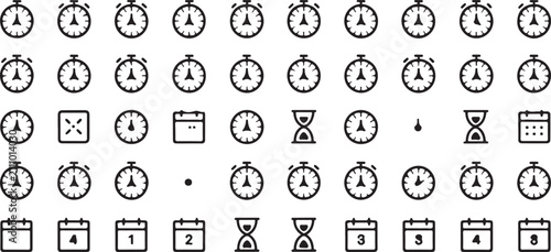 Valokuva Time management icon set, analog digital clocks hourglasses and calendar symbols